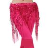 Lauthen.S Women Belly Dance Hip Scarf, Sequin Tassels Triangle Tribal Wrap Skirt Waist Chain Hot Pink view 1