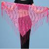 Lauthen.S Women Belly Dance Hip Scarf, Sequin Tassels Triangle Tribal Wrap Skirt Waist Chain Hot Pink view 2