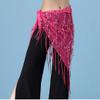 Lauthen.S Women Belly Dance Hip Scarf, Sequin Tassels Triangle Tribal Wrap Skirt Waist Chain Hot Pink view 3