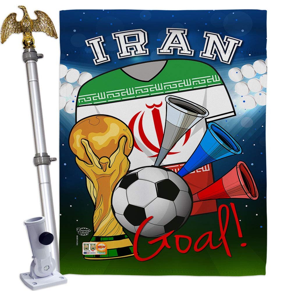 World Cup Iran Flags Iranian Home Decor Banner Room Wall Art Patio Porch Lawn Garden Flag Stand Pole Outdoor Tapestry Yard Signs FIFA Gifts Sports Fan Trophy Soccer Game Football Made In USA