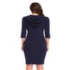Clearlove Navy Sweatshirts for Women,3/4 Sleeve Casual Summer Hooded Dress for Women Pocket Knee Length Slim Pullover Hoodie Dress(NavyL) view 3