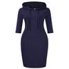 Clearlove Navy Sweatshirts for Women,3/4 Sleeve Casual Summer Hooded Dress for Women Pocket Knee Length Slim Pullover Hoodie Dress(NavyL) view 4