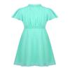 FEESHOW Girls High Neck Ruffle Flutter Sleeve Chiffon Pleated Dress Wedding Bridesmaid Party Flower Girl Dress Mint 4 view 1