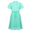 FEESHOW Girls High Neck Ruffle Flutter Sleeve Chiffon Pleated Dress Wedding Bridesmaid Party Flower Girl Dress Mint 4 view 2