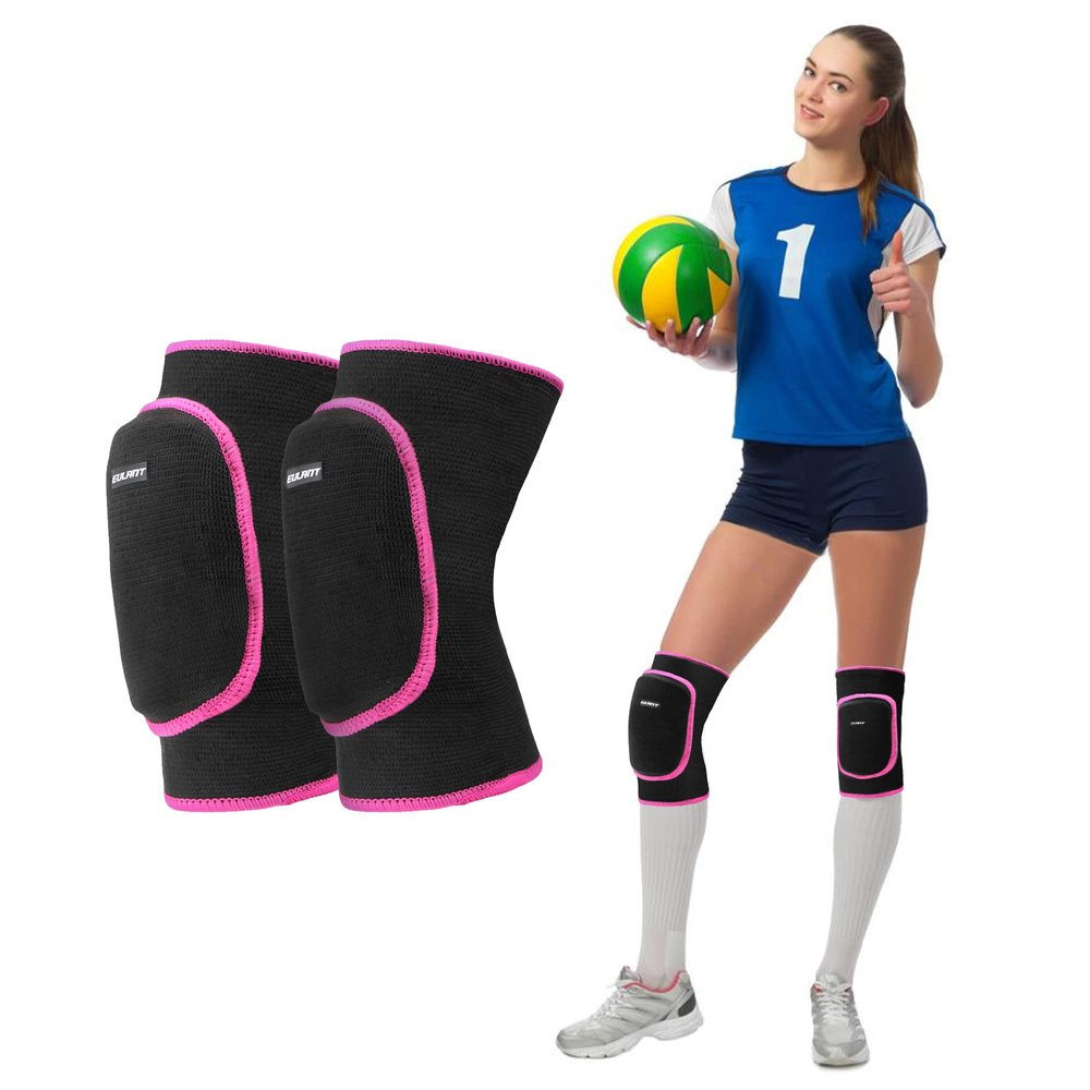 Sborter Knee Pads for Kids Junior Youth, for Biking,Volleyball,Basketball,Football,Skating,Dancing, 1 Pair,M Black/Rose