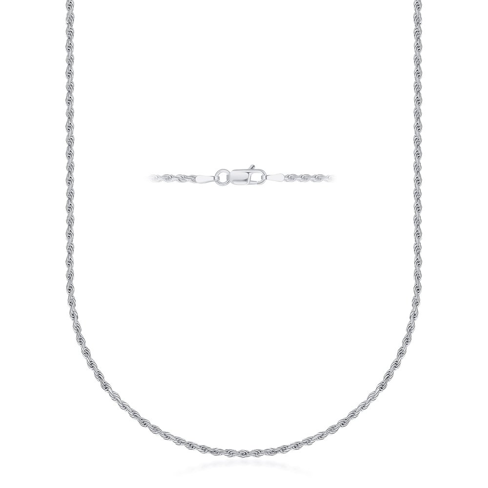 PORI JEWELERS Sterling Silver Diamond Cut Rope Chain Necklace- 1.5MM-7.5MM -Made In Italy - 7"-30" (18, 1.8MM)