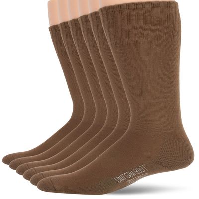 Jefferies Socks mens Military Rib Top Combat Crew Boot 6 Pack Casual Sock, Coyote Brown, Shoe Size 5-8 US