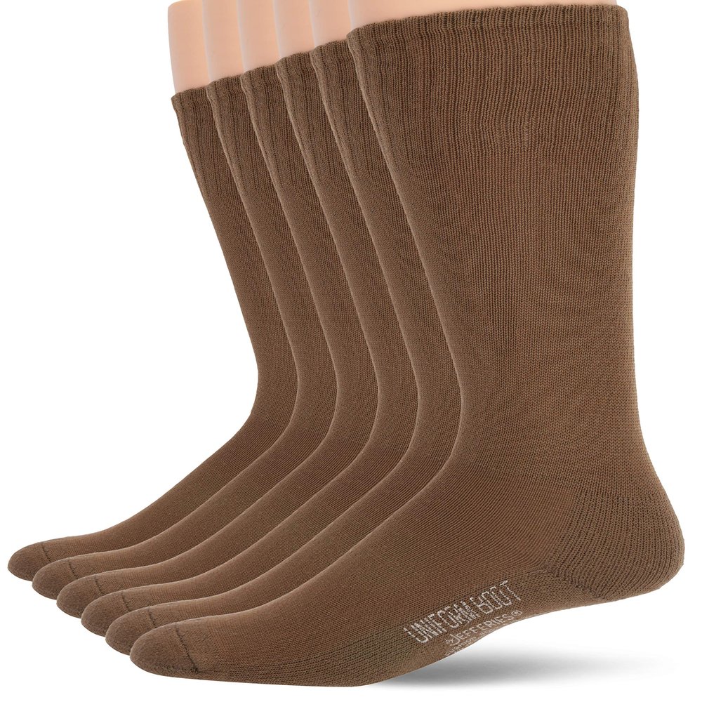 Jefferies Socks mens Military Rib Top Combat Crew Boot 6 Pack Casual Sock, Coyote Brown, Shoe Size 5-8 US