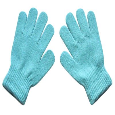 BaiX Boys and Girls Warm Winter Knitted Writing Gloves, 5-12 Years Old (Sky Blue)