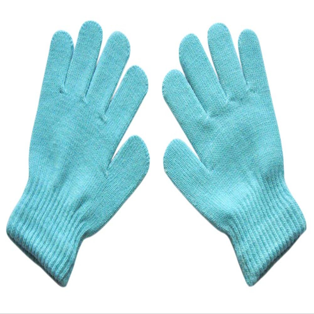 BaiX Boys and Girls Warm Winter Knitted Writing Gloves, 5-12 Years Old (Sky Blue)
