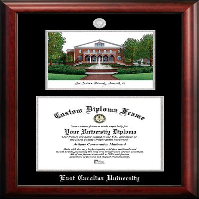 Campus Images NCAA East Carolina Pirates Unisex Silver Medallion Frame East Carolina University 14w x 11h Silver Embossed Diploma Frame Lithograph, Brown, One Size