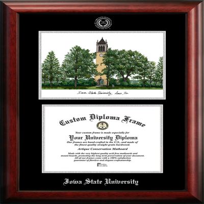 Campus Images NCAA Iowa State Cyclones Unisex Silver Medallion Frame Iowa State University 11w x 8.5h Silver Embossed Diploma Frame Lithograph, Brown, One Size