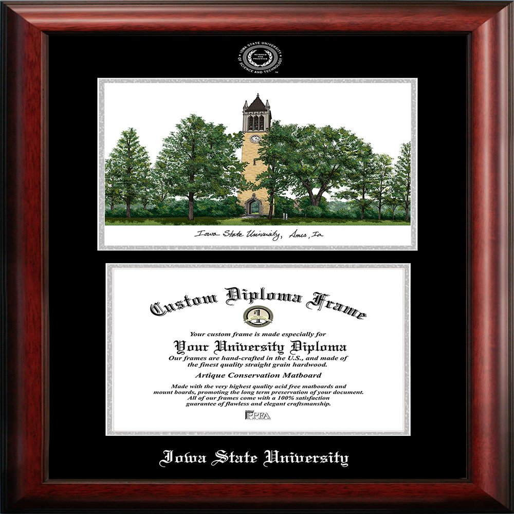 Campus Images NCAA Iowa State Cyclones Unisex Silver Medallion Frame Iowa State University 11w x 8.5h Silver Embossed Diploma Frame Lithograph, Brown, One Size