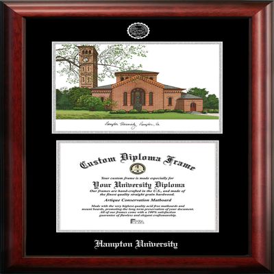 Campus Images NCAA Hampton Pirates Unisex Silver Medallion Frame Hampton University 11w x 8.5h Silver Embossed Diploma Frame Lithograph, Brown, One Size