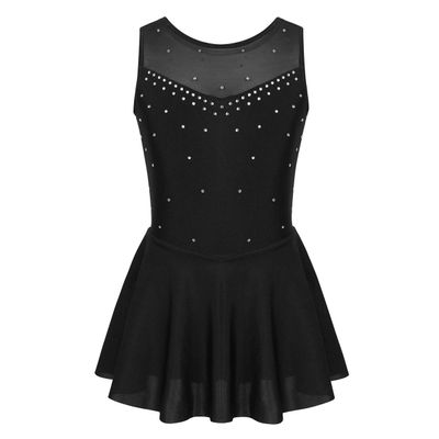 ranrann Kids Girls Figure Ice Skating Dress Sparkly Performance Leotard Ballet Dance Dress Jumpsuit Bodysuit Damcewear Black 8