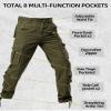 AKARMY Men's Fleece Lined Hiking Pants Outdoor Cargo Pants Casual Work Ski Pants with 8 Pockets ArmyGreen 36 view 2