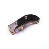 Damascus Steel Folding Pocket Knife 8 Bushcraft Skinner Hunting Survival Handmade Brass Damascus Buffalo Horn Mosaic Pin Handle Free Cowhide Leather Pouch(126) view 2