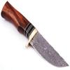 Damascus Steel Bushcraft Skinner Hunting Survival Knife 9.5 inches Handmade Fixed-Blade Brass Bolster/Spacers Buffalo Horn Rosewood Handle Free Cowhide Leather Sheath(102) view 1
