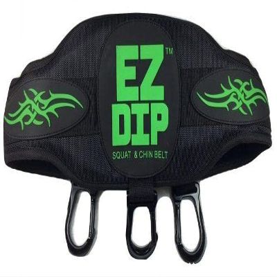 EZ DIP Weighted Dip Belt with Dumbbell Hook - Snap on, pull tight, hook dumbbell - Plush Comfort Belt Squat Belt - Belt Squat Attachment - Pull Up Weight Belt