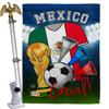 World Cup Mexico Flags Mexican Home Decor Banner Room Wall Art Patio Porch Lawn Garden Flag Stand Pole Outdoor Tapestry Yard Signs FIFA Gifts Sports Fan Trophy Soccer Game Football Made In USA view 1