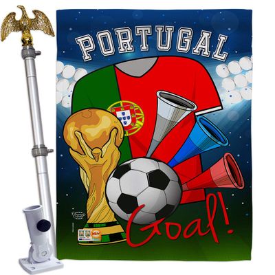 World Cup Portugal Flags Portuguese Home Decor Banner Room Wall Art Patio Porch Lawn Garden Flag Stand Pole Outdoor Tapestry Yard Signs FIFA Gifts Sports Fan Trophy Soccer Game Football Made In USA
