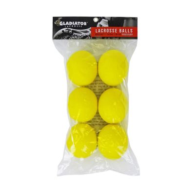 Gladiator Lacrosse Pack of 6 Official Lacrosse Balls  Yellow  Meets NOCSAE Standards, SEI Certified