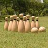 NI-ROU Outdoor Giant Lawn Bowling Games Wooden Lawn Set Fun Sports Games Outside or Indoor for Family Adults and Kids Backyard Skittles Carrying Bag with 10 Pins and 2 Balls view 1