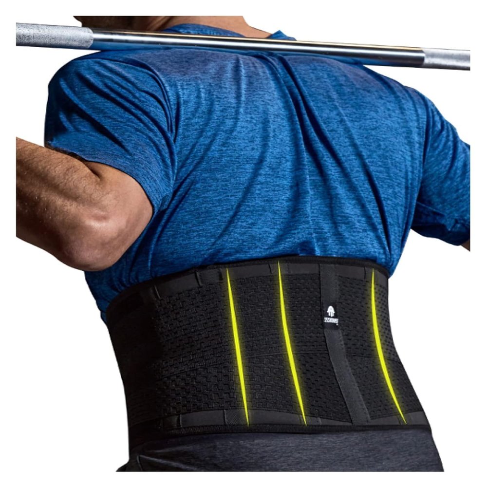 Tecnomed Latex Back Support Belt for Men & Women - Waist Lumbar Support Lower Back Brace for Lower Back Pain Relief