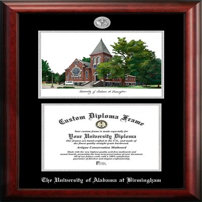 Campus Images NCAA Birmingham Blazers Unisex Silver Medallion Frame University of Alabama, Birmingham 11w x 8.5h Silver Embossed Diploma Frame Lithograph, Brown, One Size