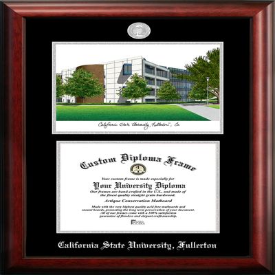 Campus Images NCAA Cal State Fullerton Titans Unisex Silver Medallion Frame California State University, Fullerton 11w x 8.5h Silver Embossed Diploma Frame Lithograph, Brown, One Size
