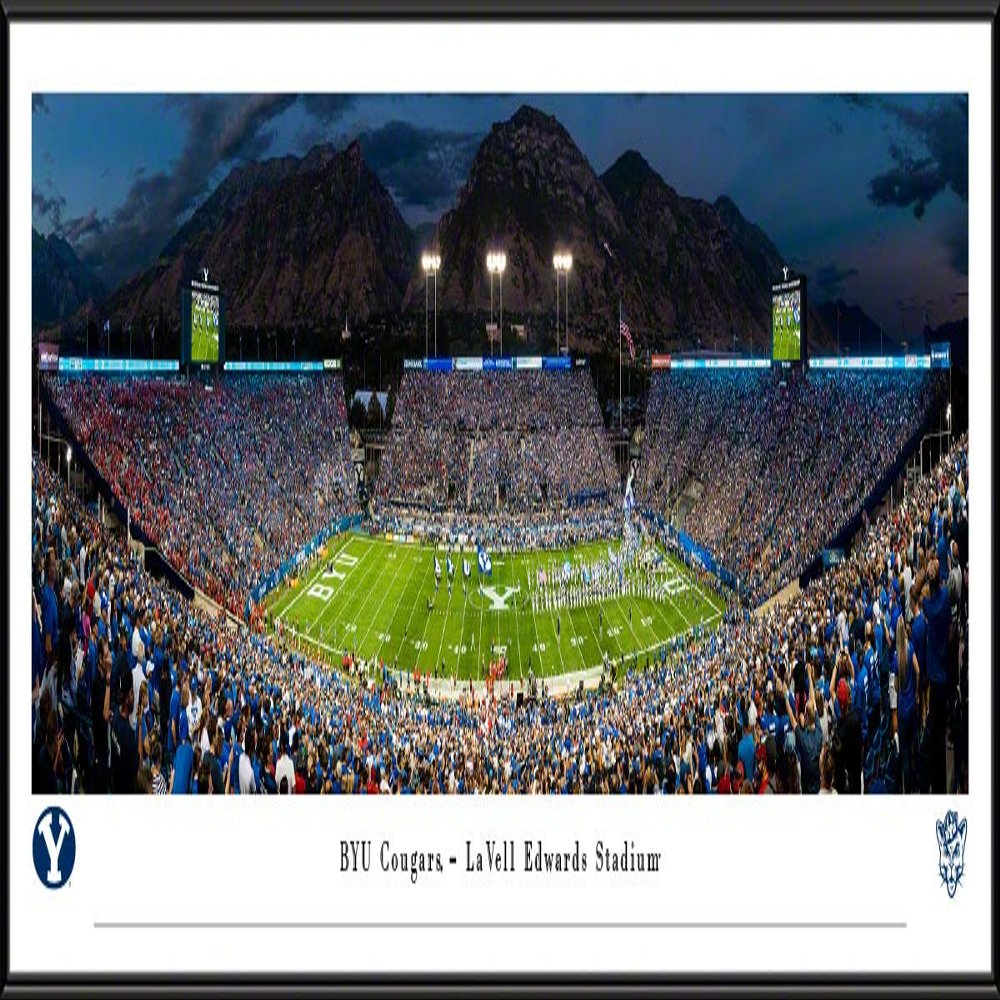 BYU Cougars Football - 40.25x13.75-inch Standard Framed Print by Blakeway Panoramas