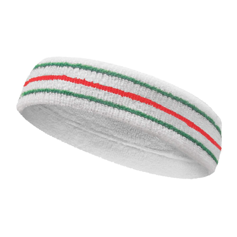 COUVER Tennis Style Premium Quality Athletic Terry Head Sweatband(1 Piece) (Green/Red/Green, one Size)