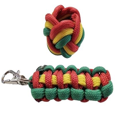 Handmade Neckerchief Slide Woggle Zipper Pull for Scouts for Lion Tiger Wolf Bear Webelos Eagle Paracord Turks Head Knot Cobra Knot (Red Yellow Green)