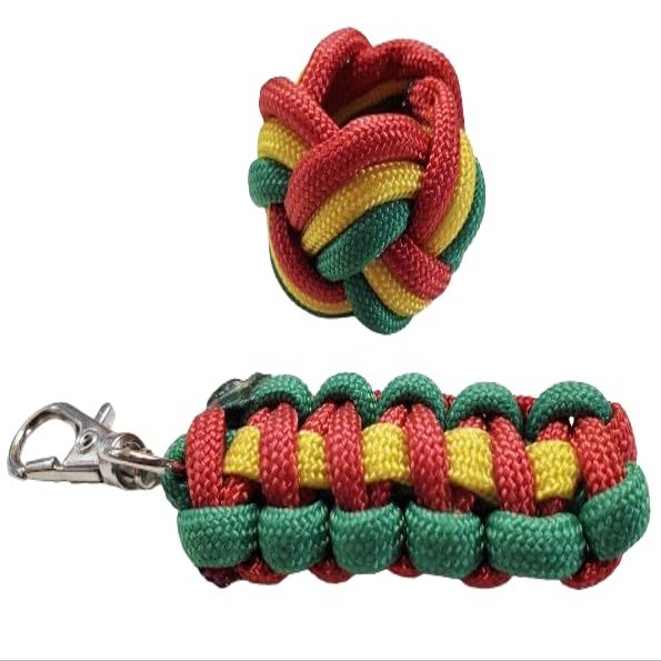 Handmade Neckerchief Slide Woggle Zipper Pull for Scouts for Lion Tiger Wolf Bear Webelos Eagle Paracord Turks Head Knot Cobra Knot (Red Yellow Green)