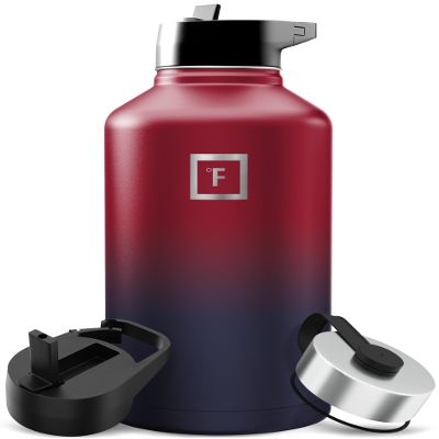 IRON FLASK Camping & Hiking Hydration Flask with Straw, Wide Mouth Insulated Stainless Steel Sports Water Bottle - 64 oz Dark Rainbow