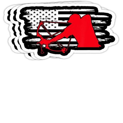 GrayFoxxy Bowfishing USA Flag Vintage Great Decorations - 4x3 Vinyl Stickers, Laptop Decal, Water Bottle Sticker (Set of 3)