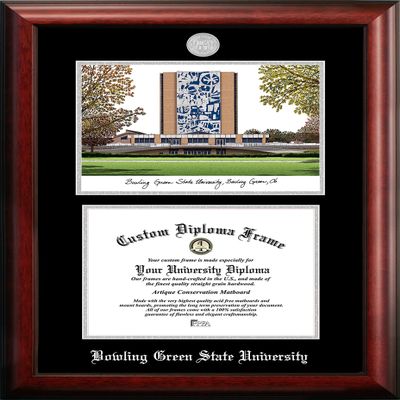 Campus Images NCAA Bowling Green Falcons Unisex Silver Medallion FrameBowling Green State 11w x 8.5h Silver Embossed Diploma Frame Lithograph, Brown, One Size