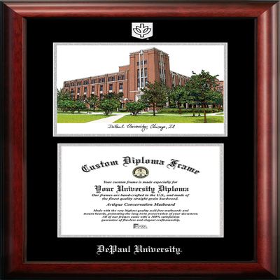 Campus Images NCAA DePaul Blue Demons Unisex Silver Medallion Frame DePaul University 11w x 8.5h Silver Embossed Diploma Frame Lithograph, Brown, One Size