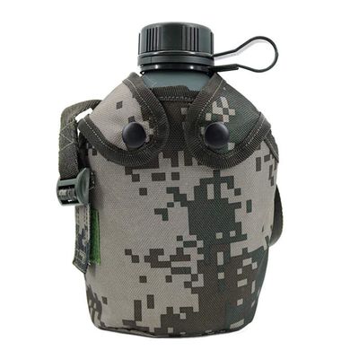 Jadedragon Military Canteen Water Bottle, Aluminium Water Canteen Reinforced Nylon Cover Belt Holster, Portable Water Bottles with Shoulder Strap (Woodland Camouflage 1.2 L)