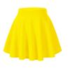Afibi Casual Mini Stretch Waist Flared Plain Pleated Skater Skirt (Medium, Yellow) view 1