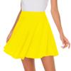 Afibi Casual Mini Stretch Waist Flared Plain Pleated Skater Skirt (Medium, Yellow) view 2