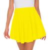 Afibi Casual Mini Stretch Waist Flared Plain Pleated Skater Skirt (Medium, Yellow) view 3