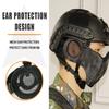 AOUTACC Half Face Airsoft Mesh Mask and Cap Set, Foldable Mesh Mask with Ear Protection for Airsoft Paintball BB Gun with Adjustable Baseball Cap (Black) view 4