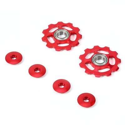 1 Pair derailleur Pulley, Aluminum Alloy 11T CNC Wheel Rear Derailleur Pulley Compatible with ycle Bike(Red)