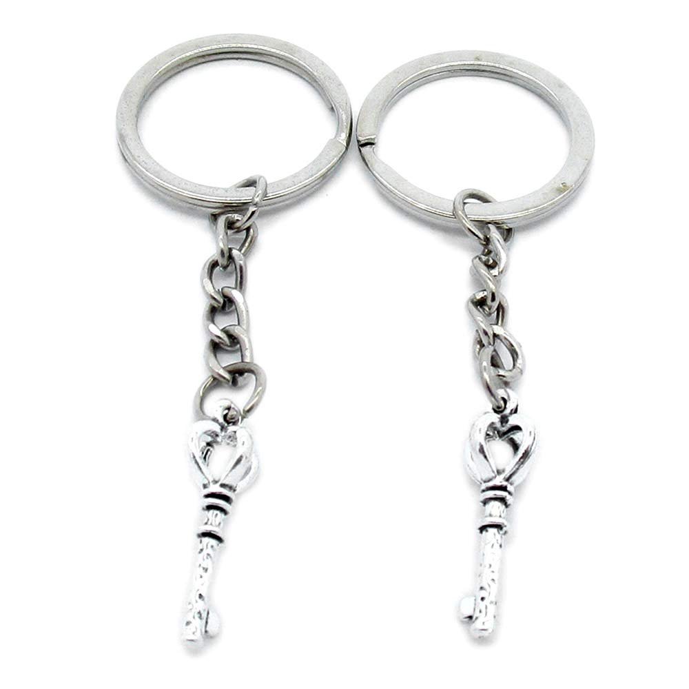 50 Pieces Metal Antique Silver Color Keychains Keyrings C7RM5 Crown Key Chain Ring
