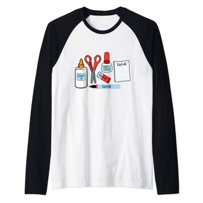 Real Life Computer Keyboard Shortcut Keys Geeky Fun Raglan Baseball Tee