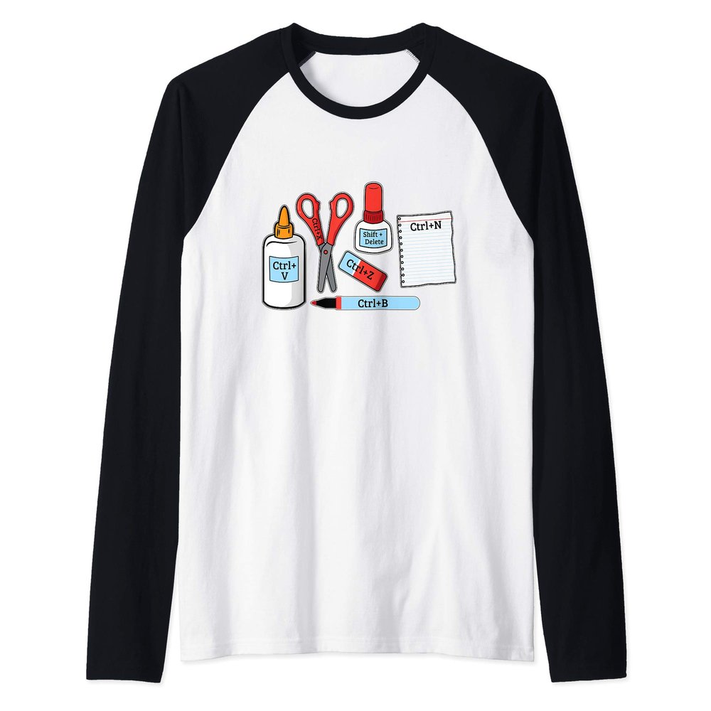 Real Life Computer Keyboard Shortcut Keys Geeky Fun Raglan Baseball Tee