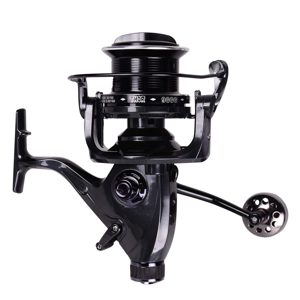 HiUmi Carp Fishing Reels 8000 9000 10000 Bait Runner Big Free Runner Double Brake Feeder 12+1 Ball Bearing Spinning Fishing Reel (THOR6000)