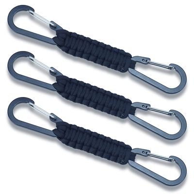 3 Packs Fence Hook Outdoor Braided Paracord Carabiner Hanging Hooks Perfect Hook for Bottle Bag Camping Tools