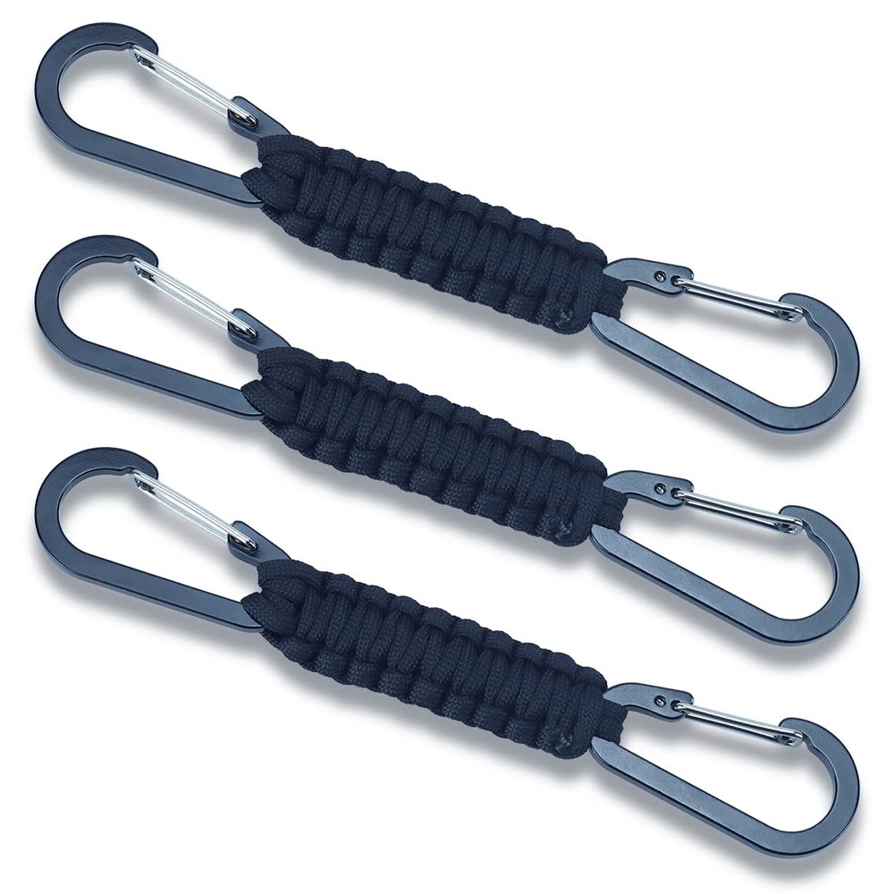 3 Packs Fence Hook Outdoor Braided Paracord Carabiner Hanging Hooks Perfect Hook for Bottle Bag Camping Tools